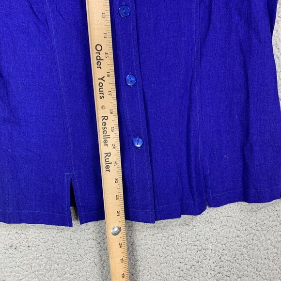 VTG 90s AKC 3pc Pant Set Womens Small Black Blue Linen Blend Floral Casual-Suit - Picture 16 of 16